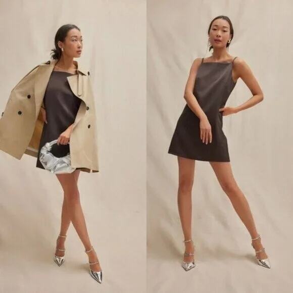 TUCKERNUCK Chocolate Satin Lara Mini Dress NWT Size 4 - Picture 5 of 10